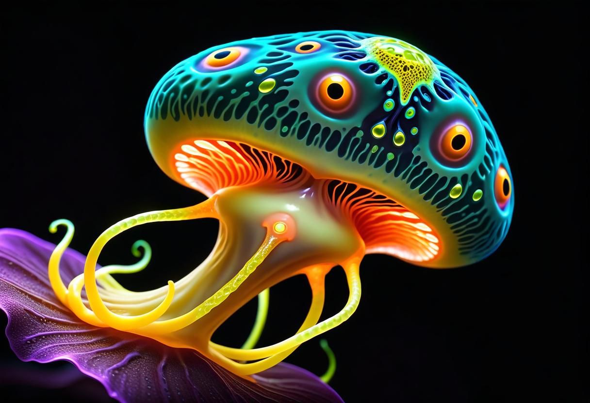 Whimsical Amoeba Creature in Lightning World