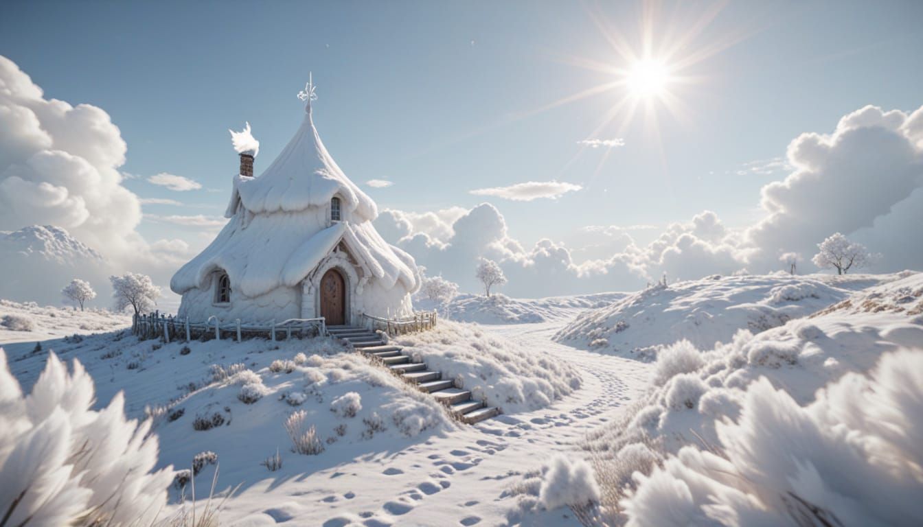 Serene Cloud Village with Epic 3D Game Graphics