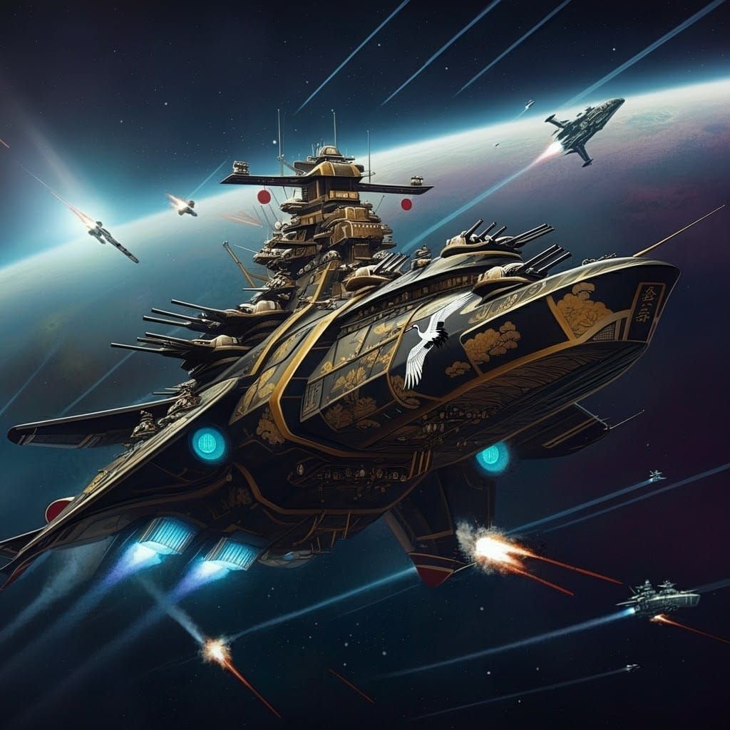 The mighty Susanoo Maru, flagship of the fleet, embroiled in conflict.