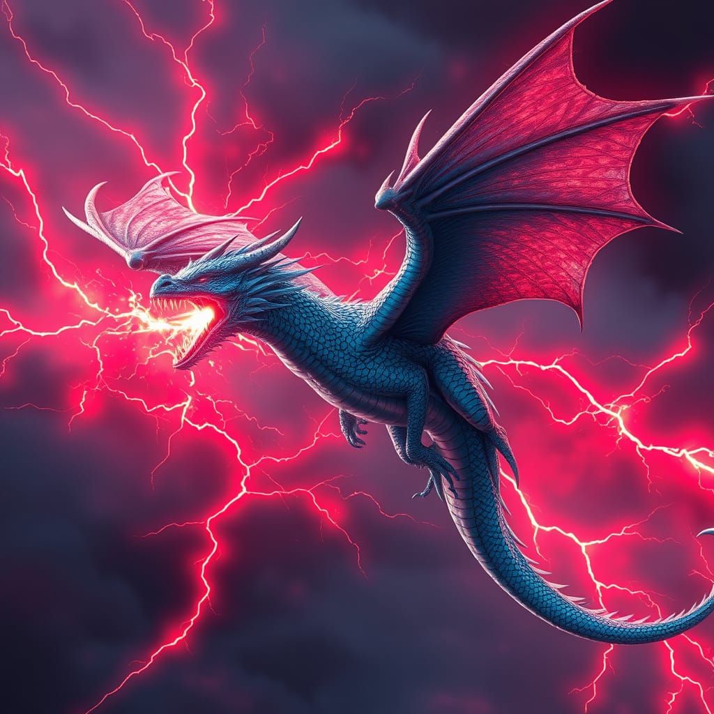 Electric Blue Dragon Soars Through the Air in Stunning 8K