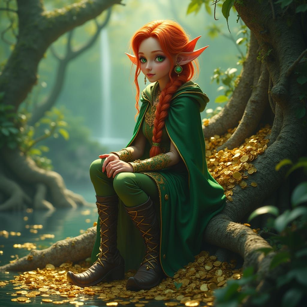 Mystical Female Leprechaun Guardian of Emerald Glen