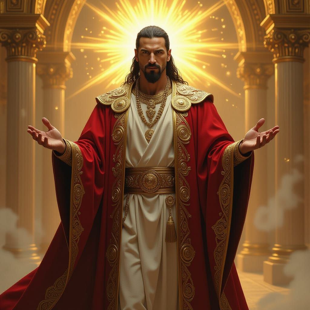 Omnipotent Zlatan-like Deity in Golden Realm
