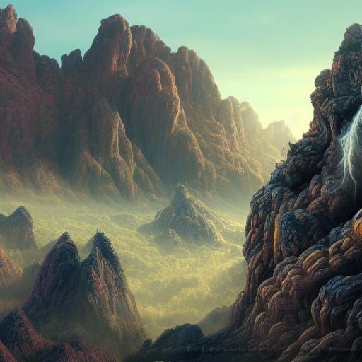 Rock Monster in Valley: Fantasy Concept Art