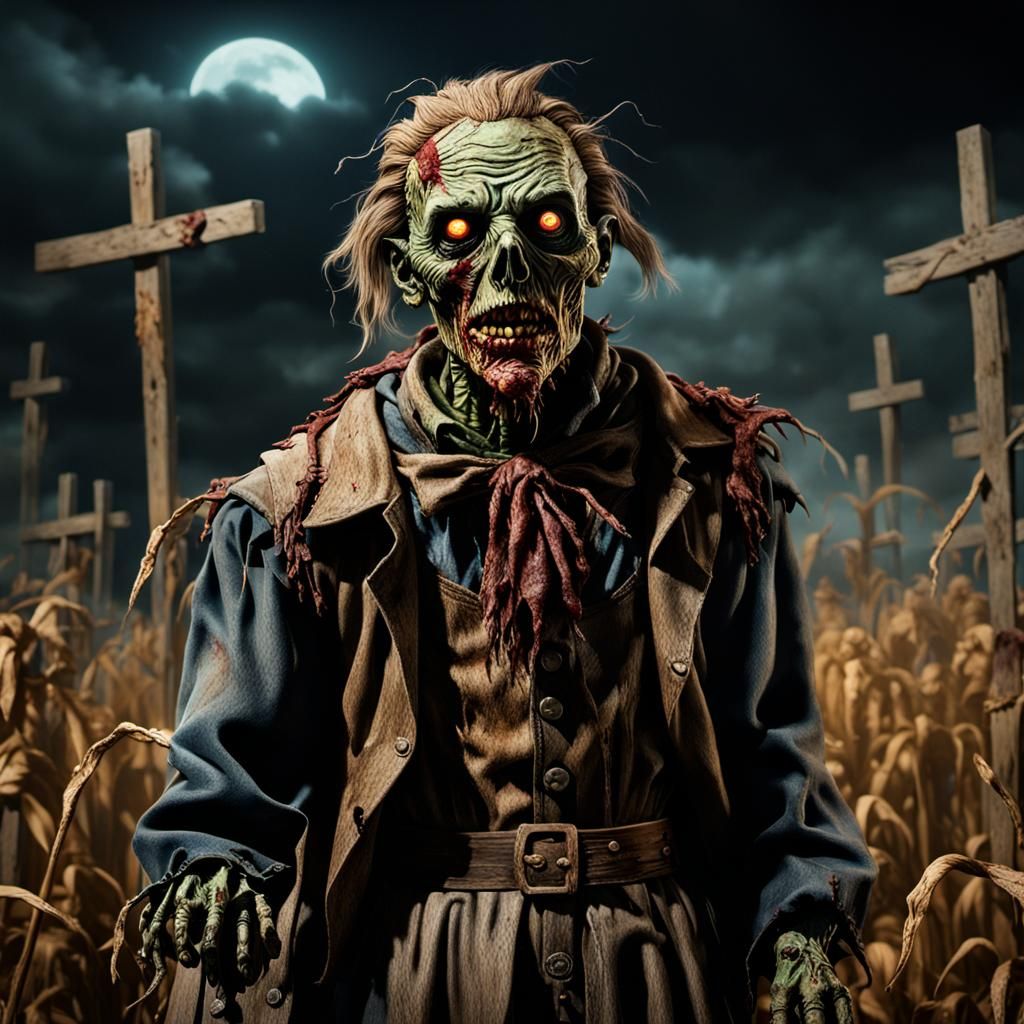 Zombie Scarecrow from Oz: Dystopian Photorealistic Art
