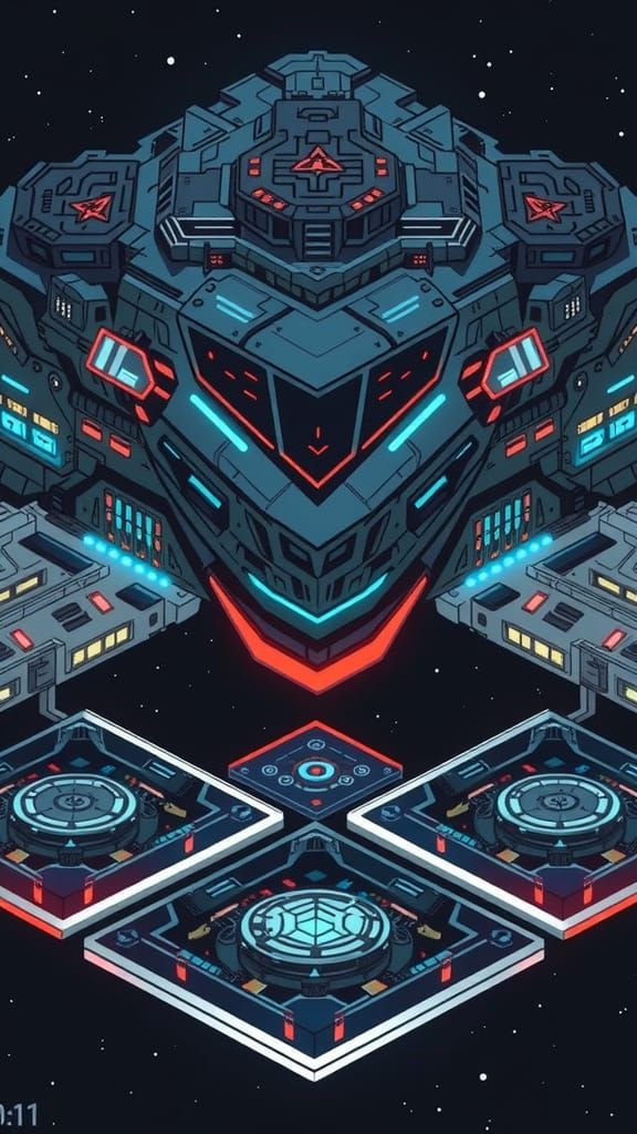 Glistening Spacecraft in Crystal Matrix