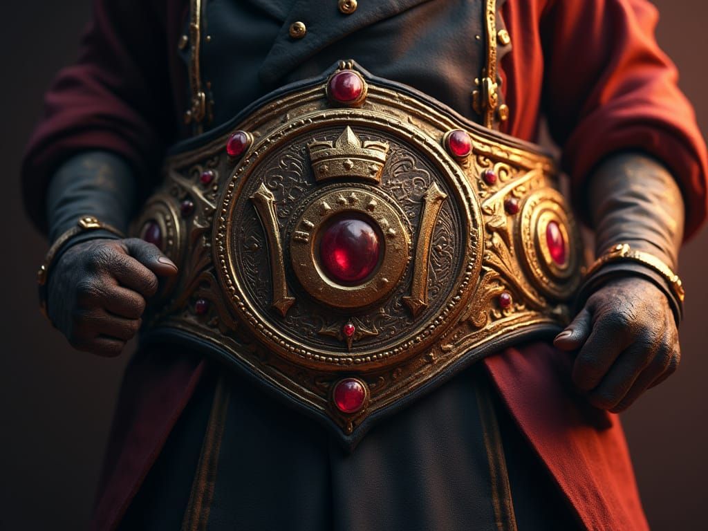 Fantastical Title Belt in Rich, Detailed Matte Painting Styl...