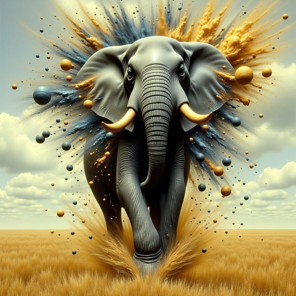 Exploding Elephant: A Surreal Digital Artwork