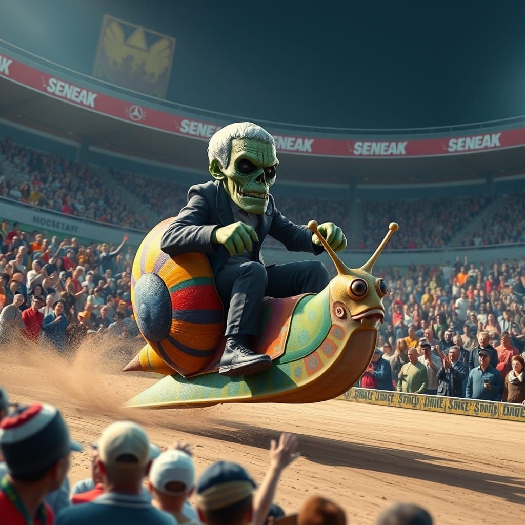 Frankenstein Leads Racing Snail Tournament in Stadium
