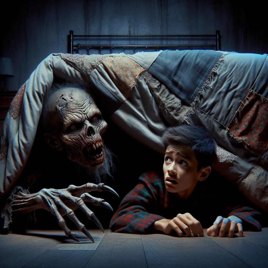 Grim Beast Reaching From Under Bed