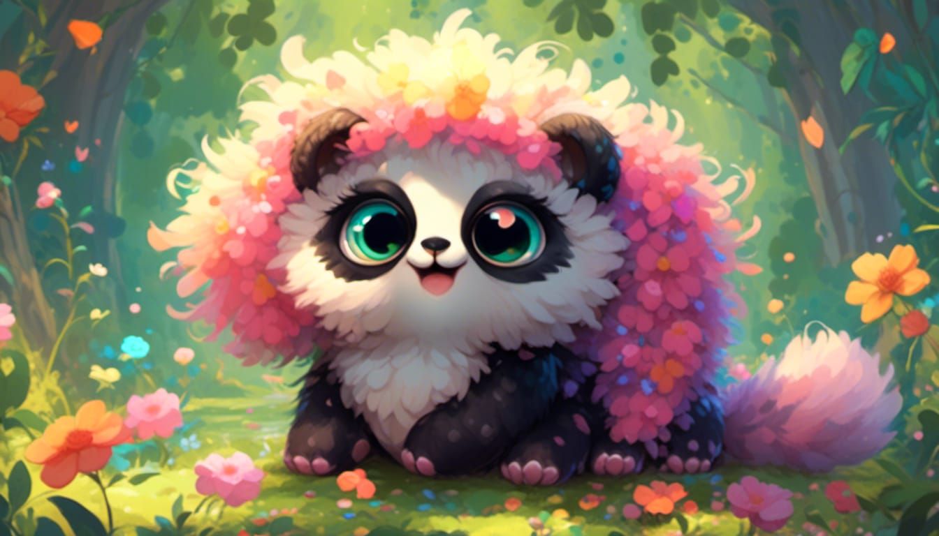 Adorable Baby Panda in Dreamy Bamboo Forest