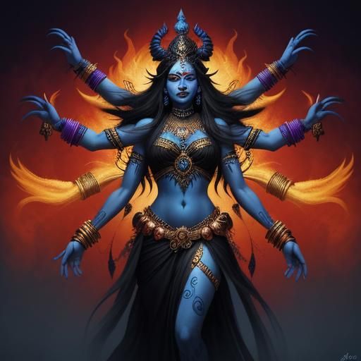 Goddess Kali in Vivid Hindu Art Style