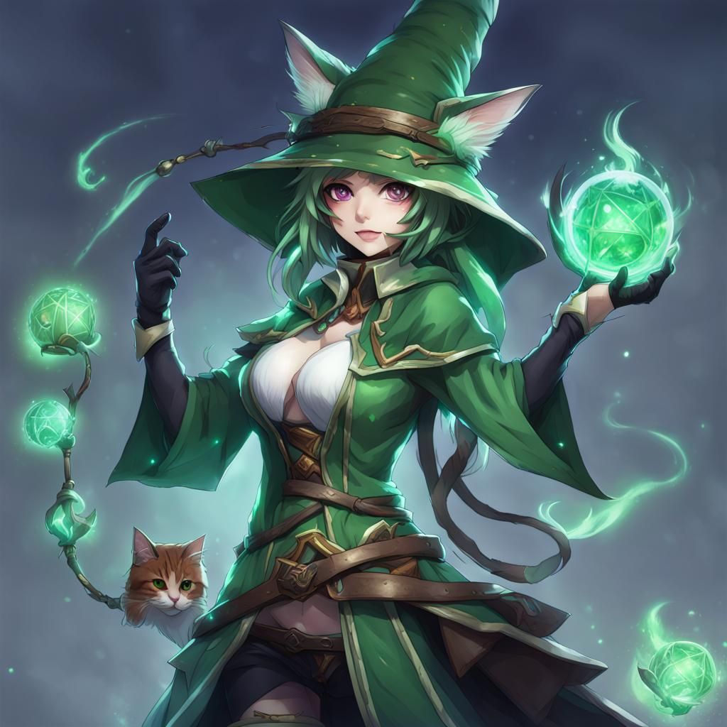 Neko Summoner Healer at Green Mage Tower
