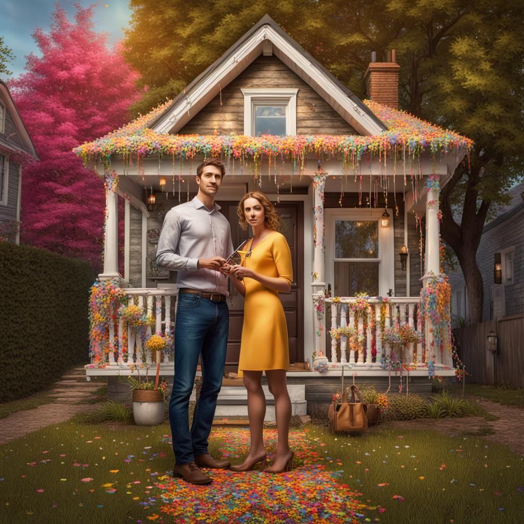 Young Couple Celebrates Home Purchase in Joyful Moment