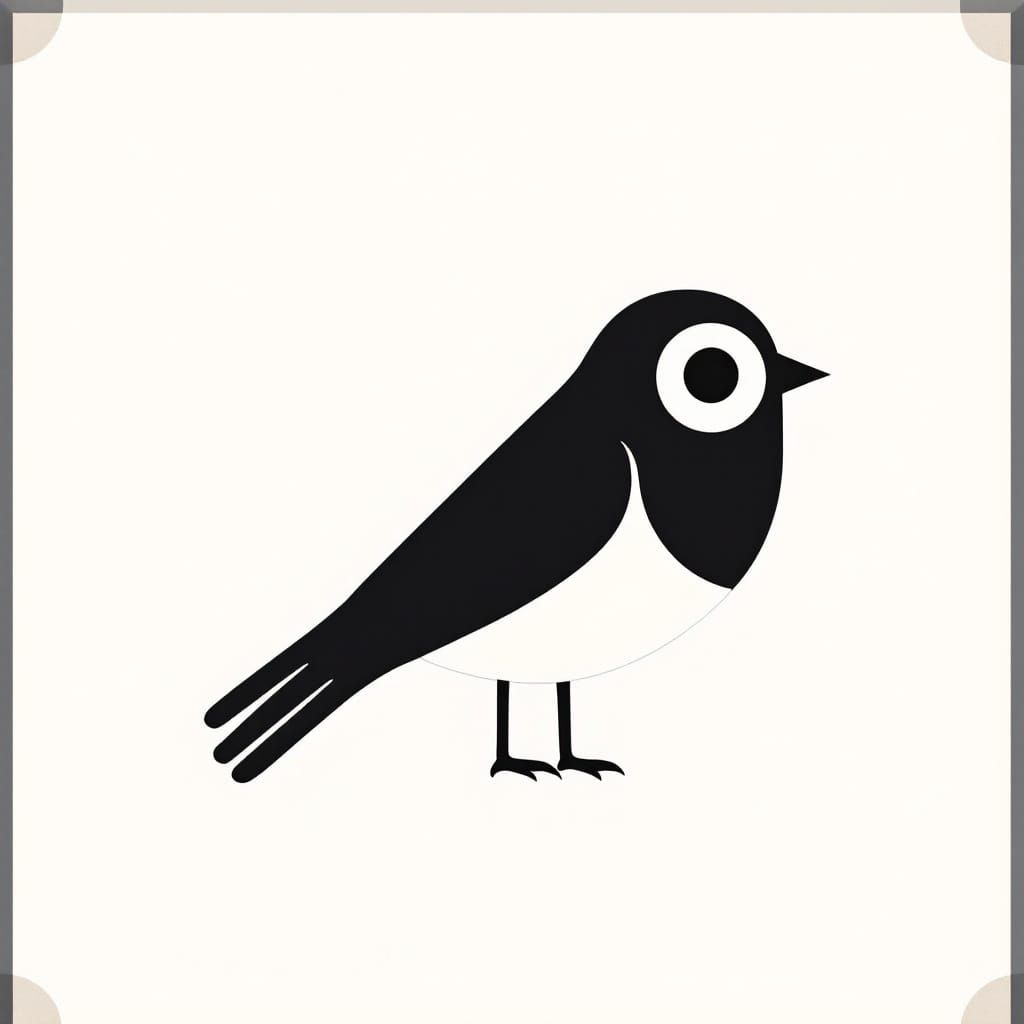 Minimalist Bird Design in Bold Black and White