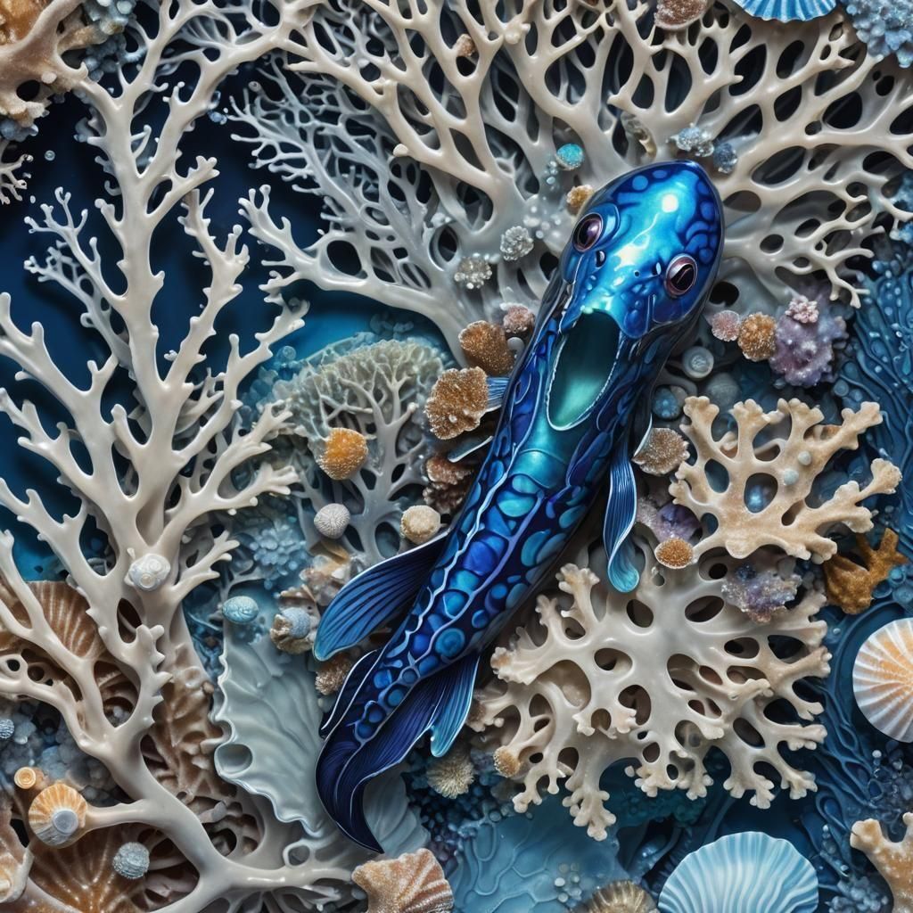 Electric Eel in Seashell: Fantastical Matte Painting