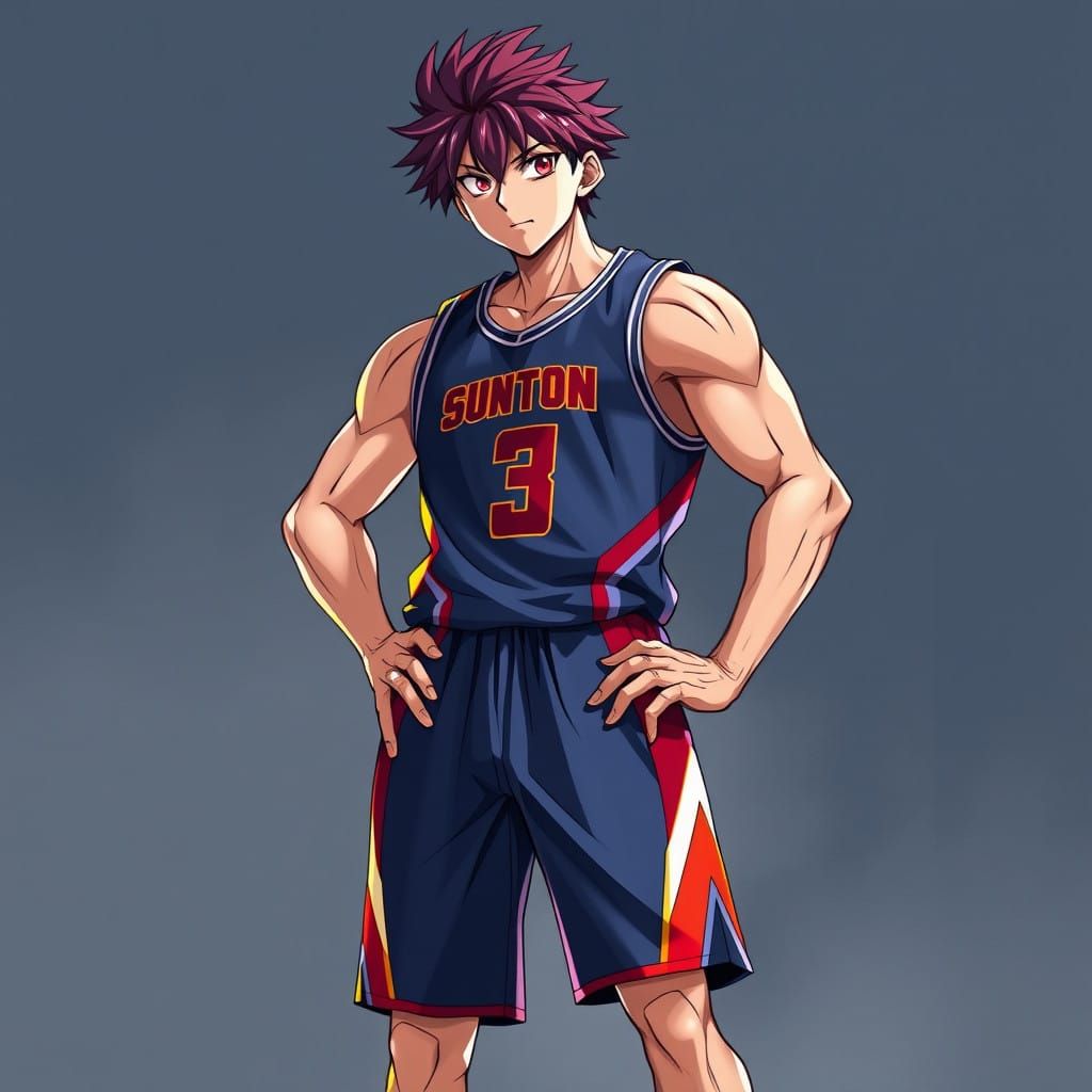 Sora Kurumatani in Vibrant Basketball Uniform, Anime Style