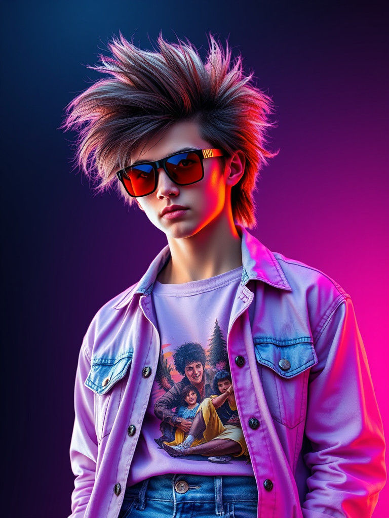 80s Mullet with Synthwave Neon Lights