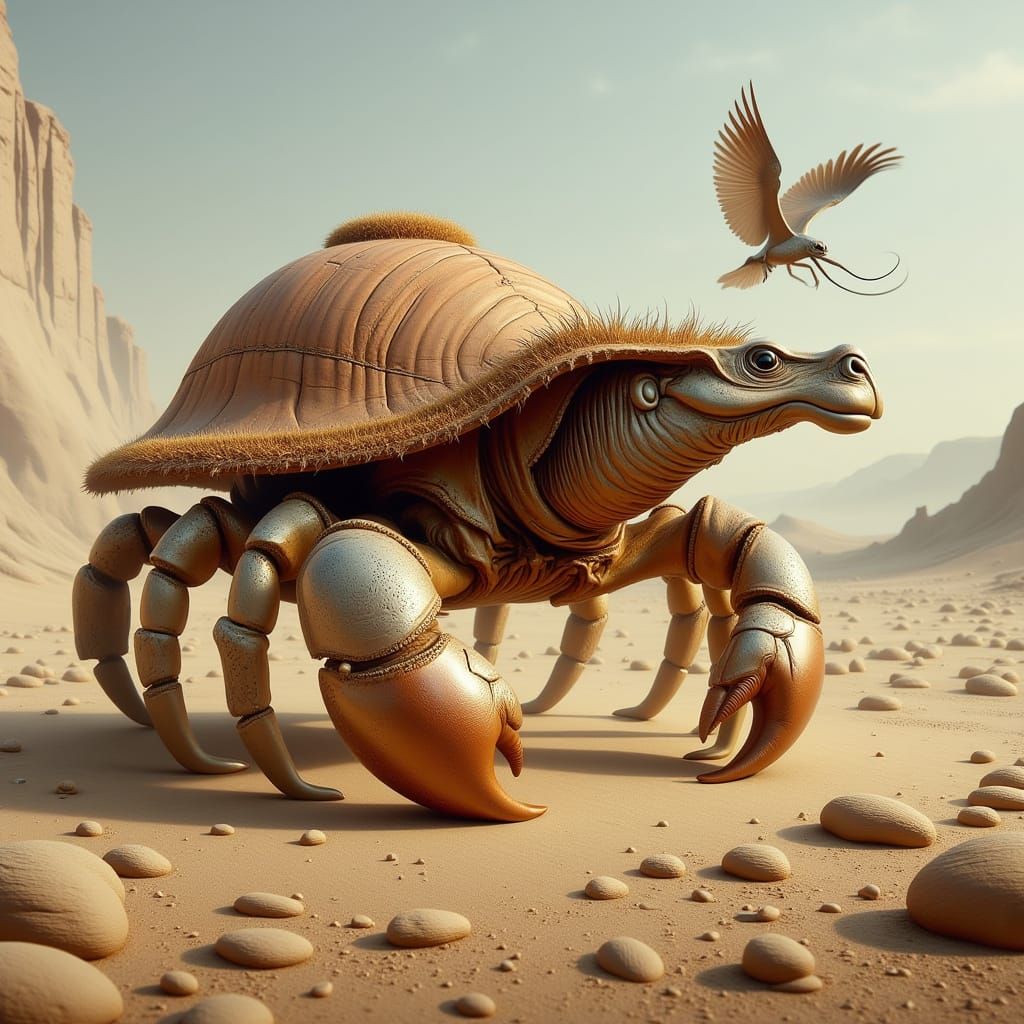 Camel-Crab Hybrid on Sandy Dunes