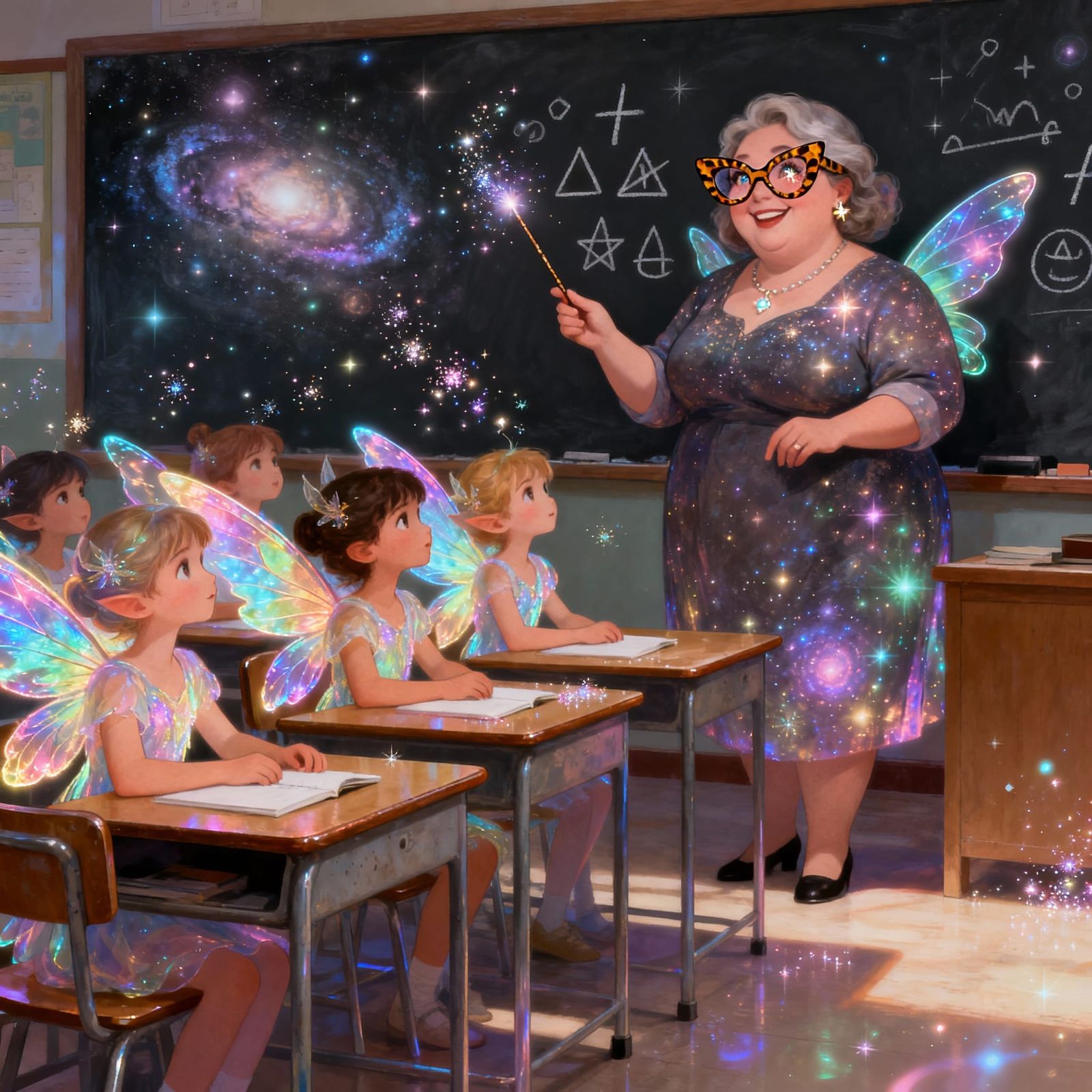 Fairies at School in Atmospheric Classroom