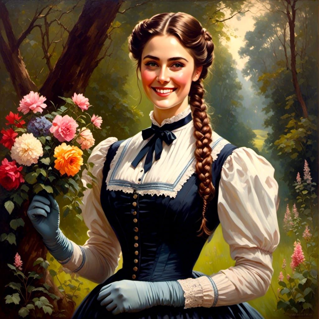 Victorian Woman Portrait in Mystic Forest