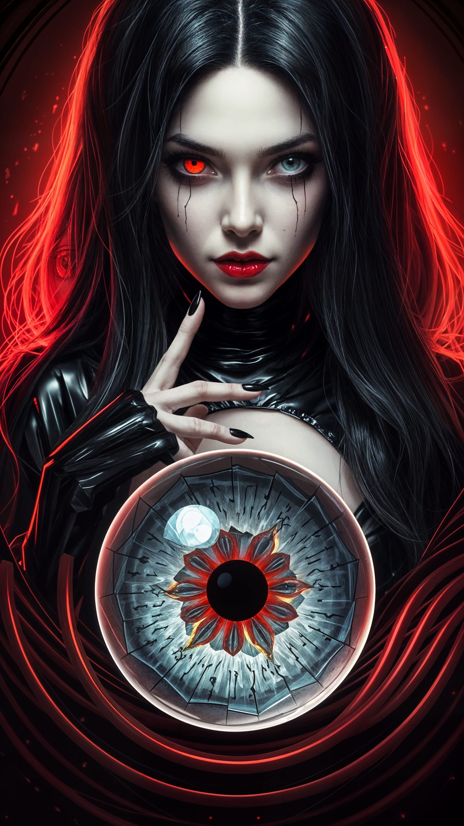 Gothic Vampire Close-Up with Crystalline Eye