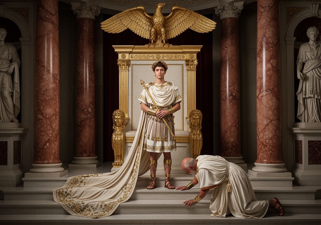 Emperor Nero on Marble Throne