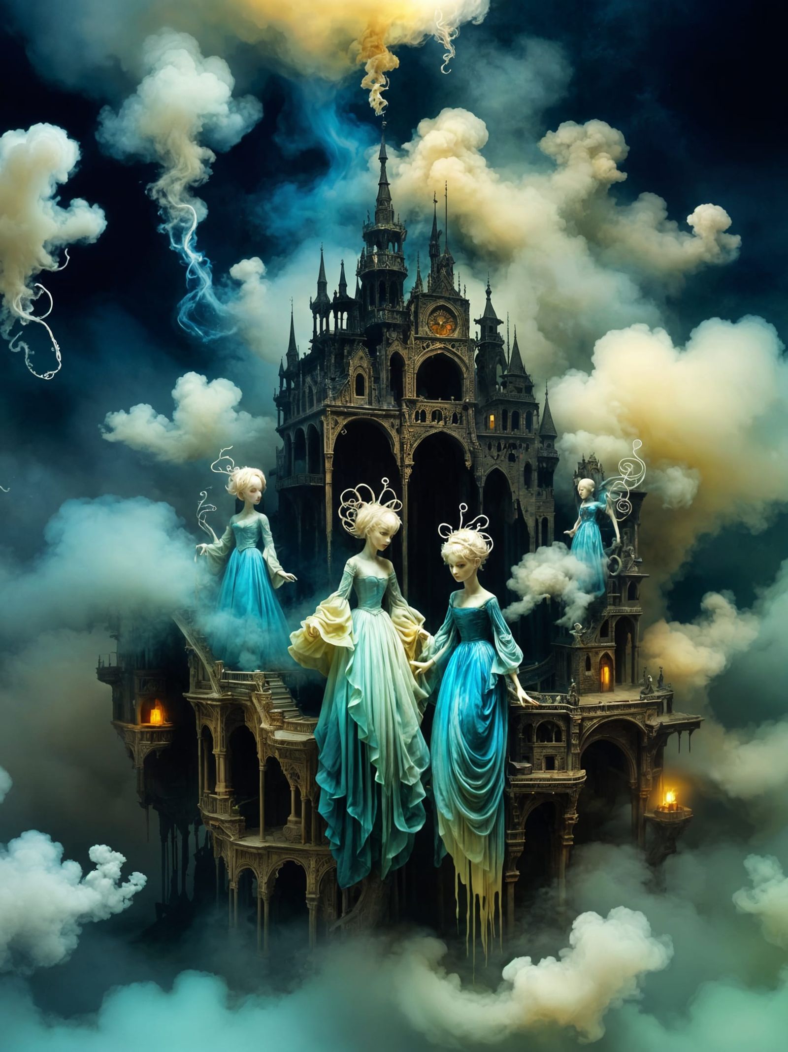 Fractoluminescent Souls in Beksiński-Inspired Underworld