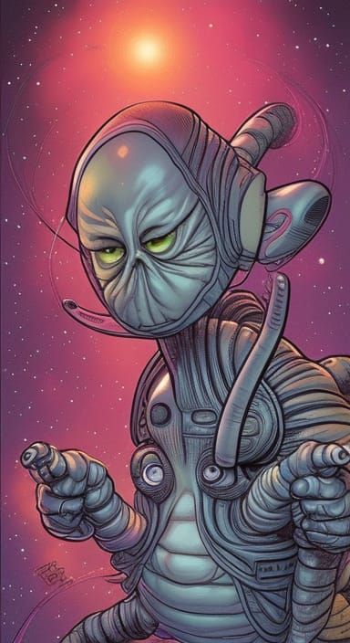 Cute Alien in Comic Book Art Style