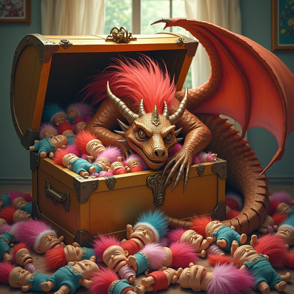 Dragon's Whimsical Hoard of Troll Dolls