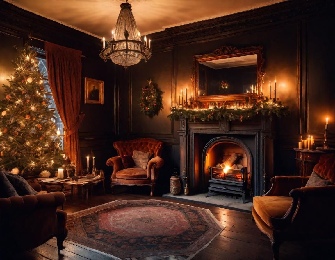 Victorian Christmas Room with Fireplace