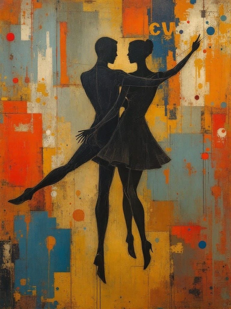 Lovers' Joyous Sorrow in Oskar Schlemmer Style