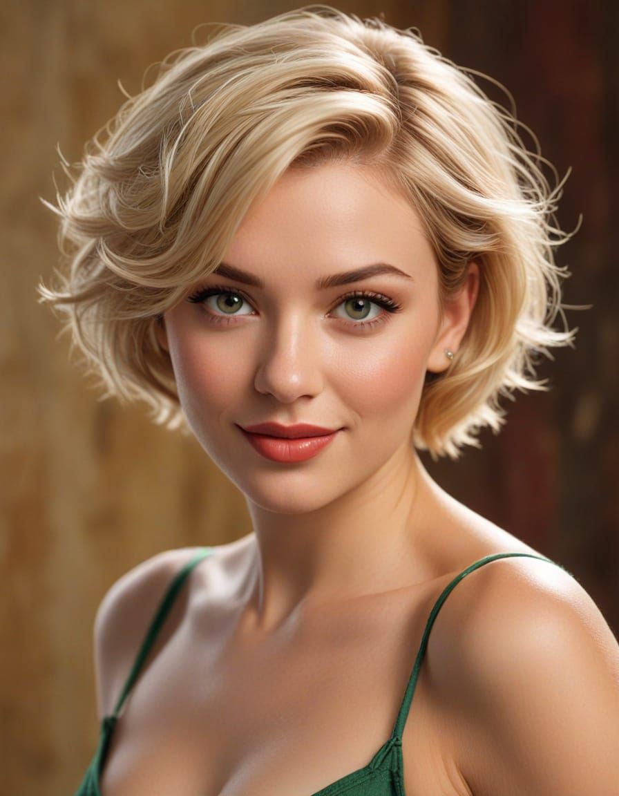 Blonde Pin-Up Woman in Hollywood Glamour Style