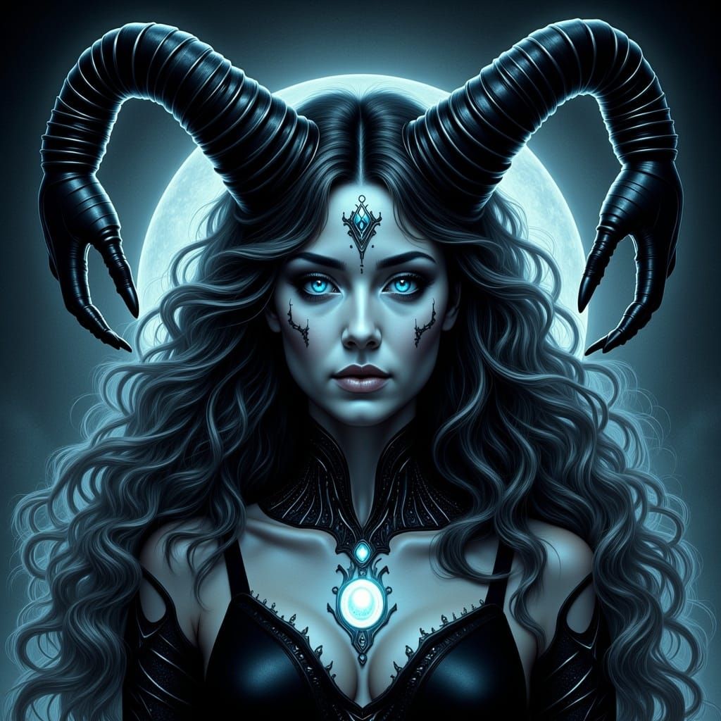 Mystical Scorpio Woman in Dark Gothic Cyberpunk Style