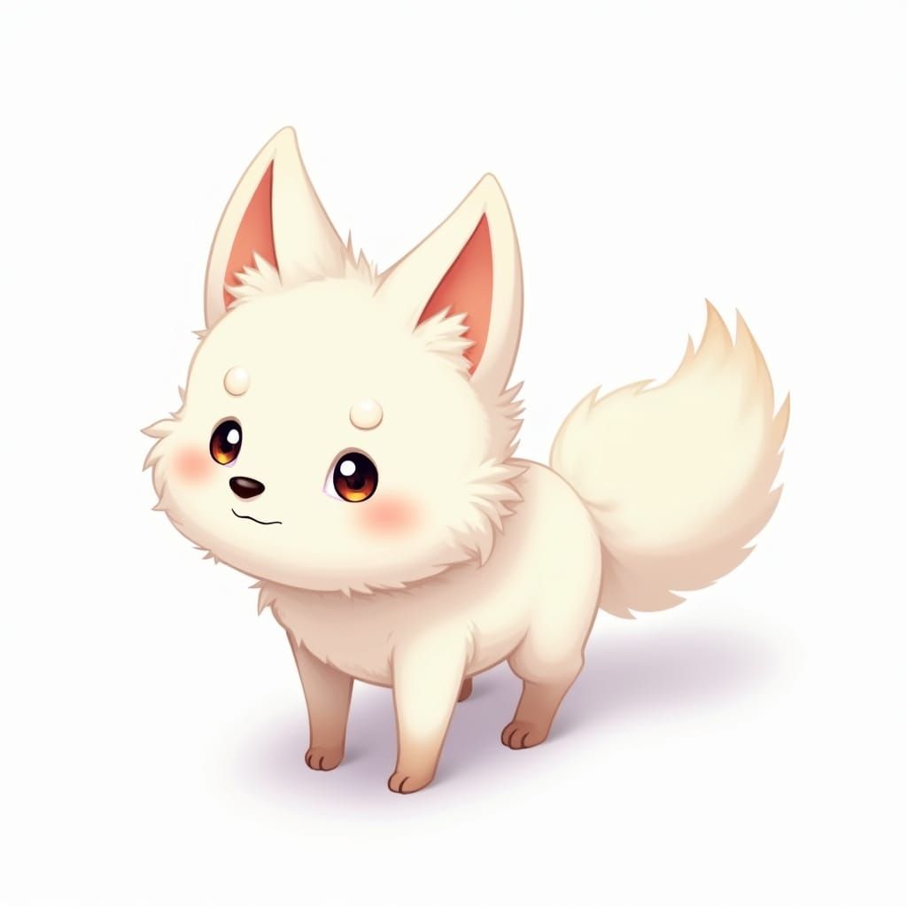 Cute Cartoon Arctic Fox in 2D Game Art Style