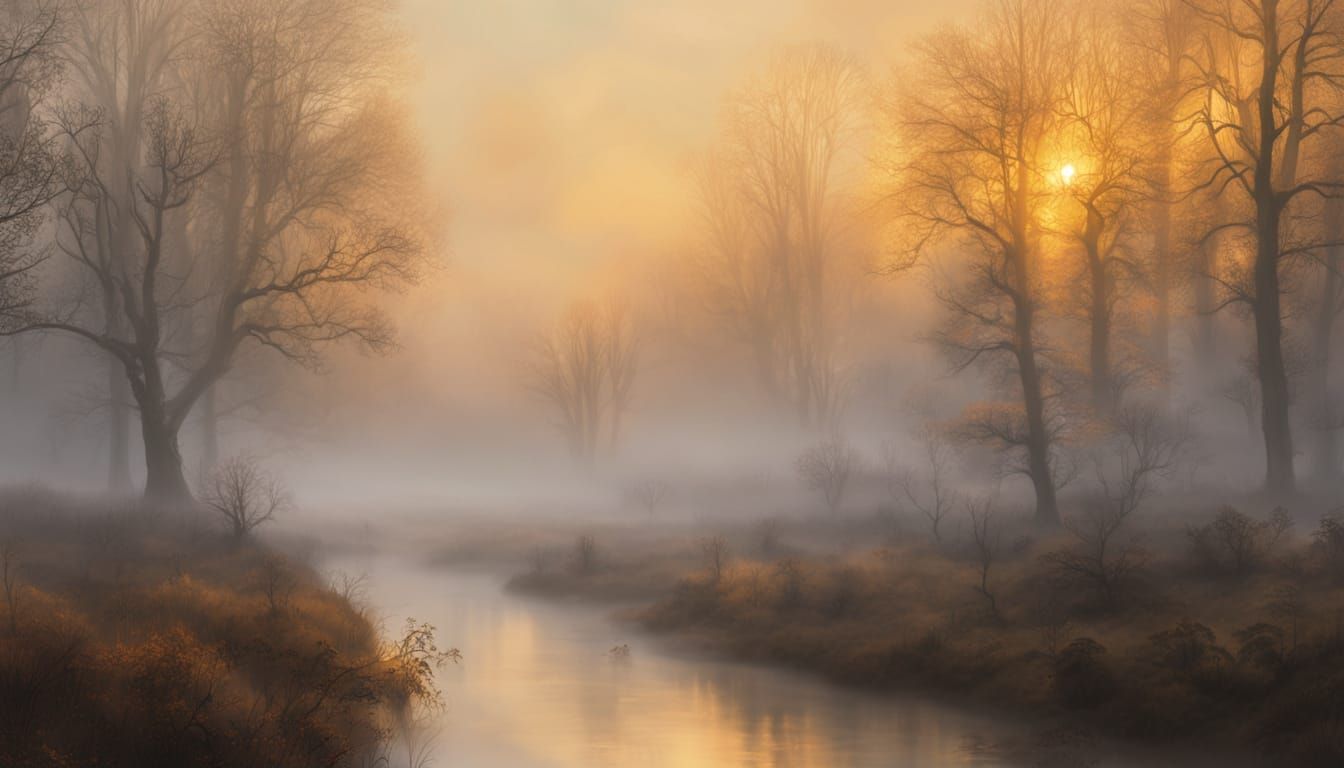 Ethereal Forest Sunrise in Golden Hour Light