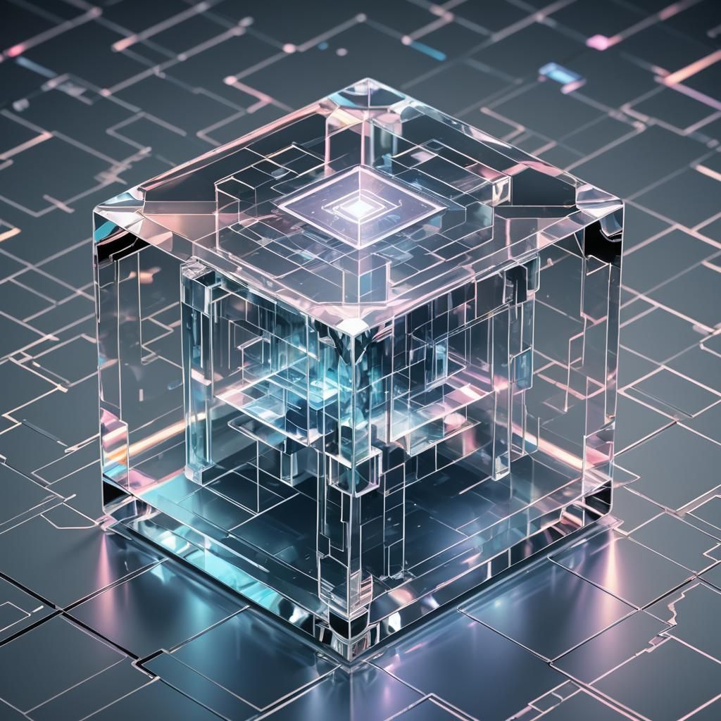 Isometric Cuboid Projecting Hologram in Electric Style