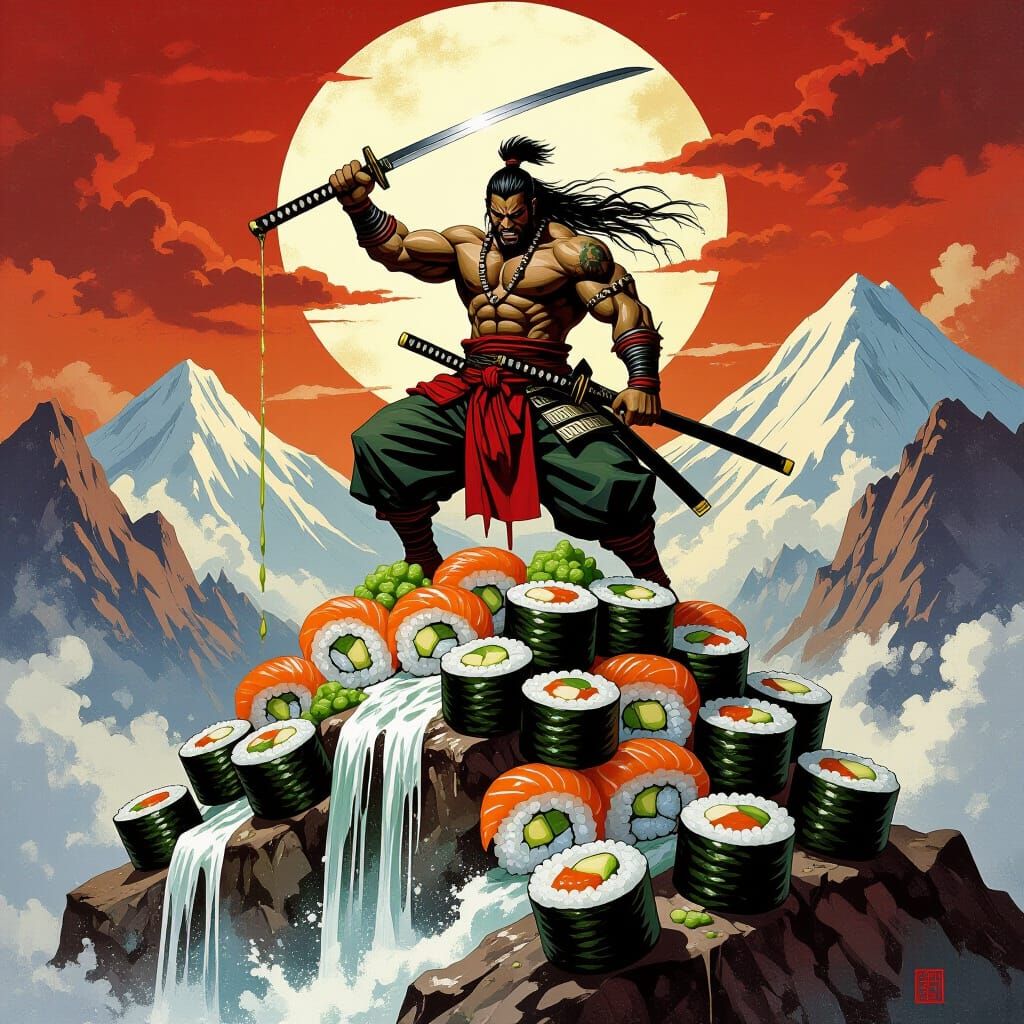 Barbarian Warrior King on Sushi Mountain