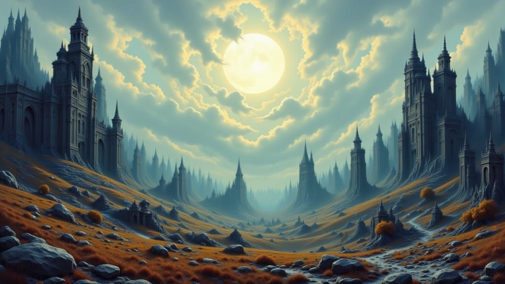 Serene Landscape in a Distinct Artistic Style