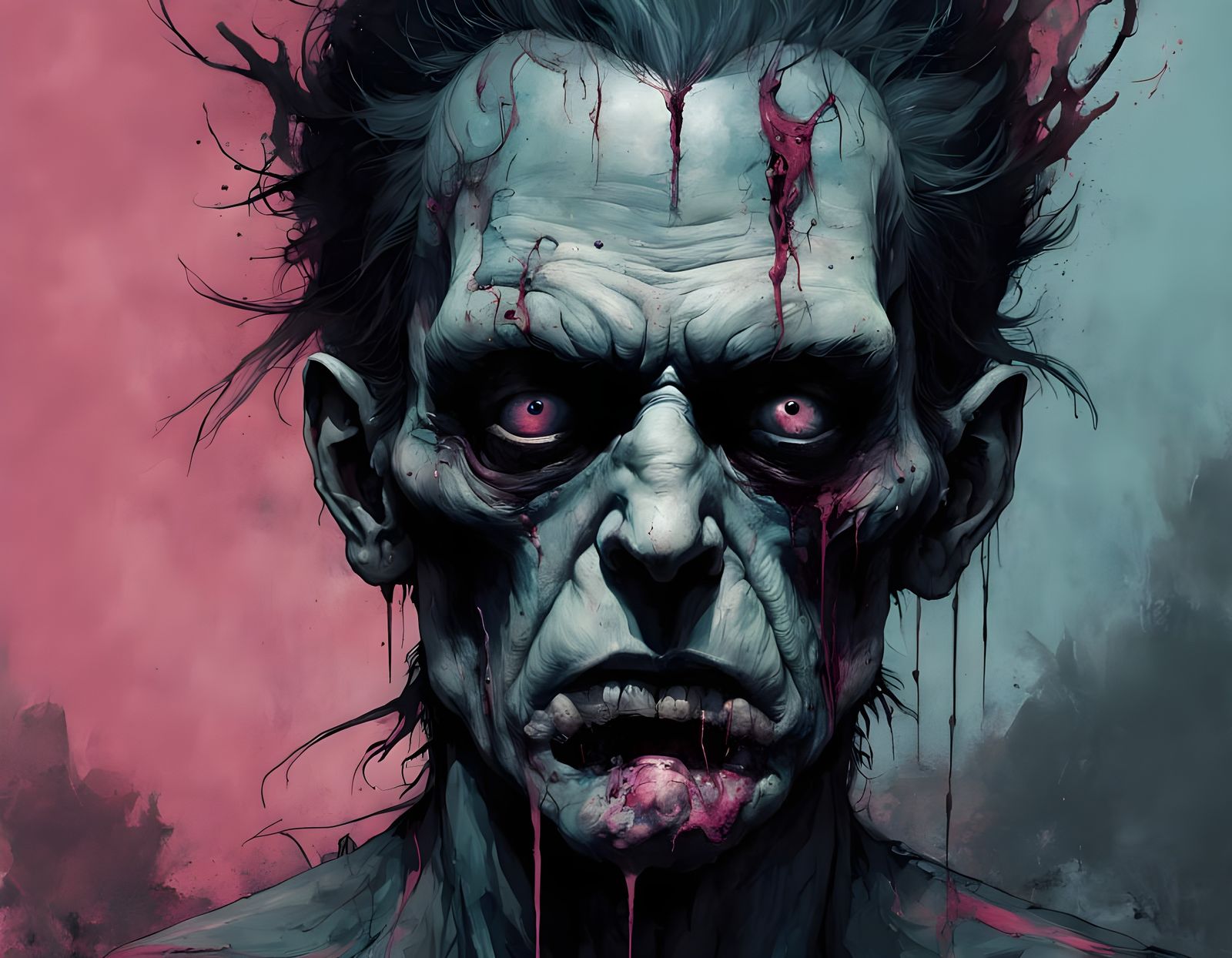 Gothic Horror Figure in a Distorted World