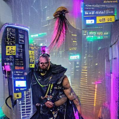 Cyberpunk Viking Warrior in Cyberpunk Style