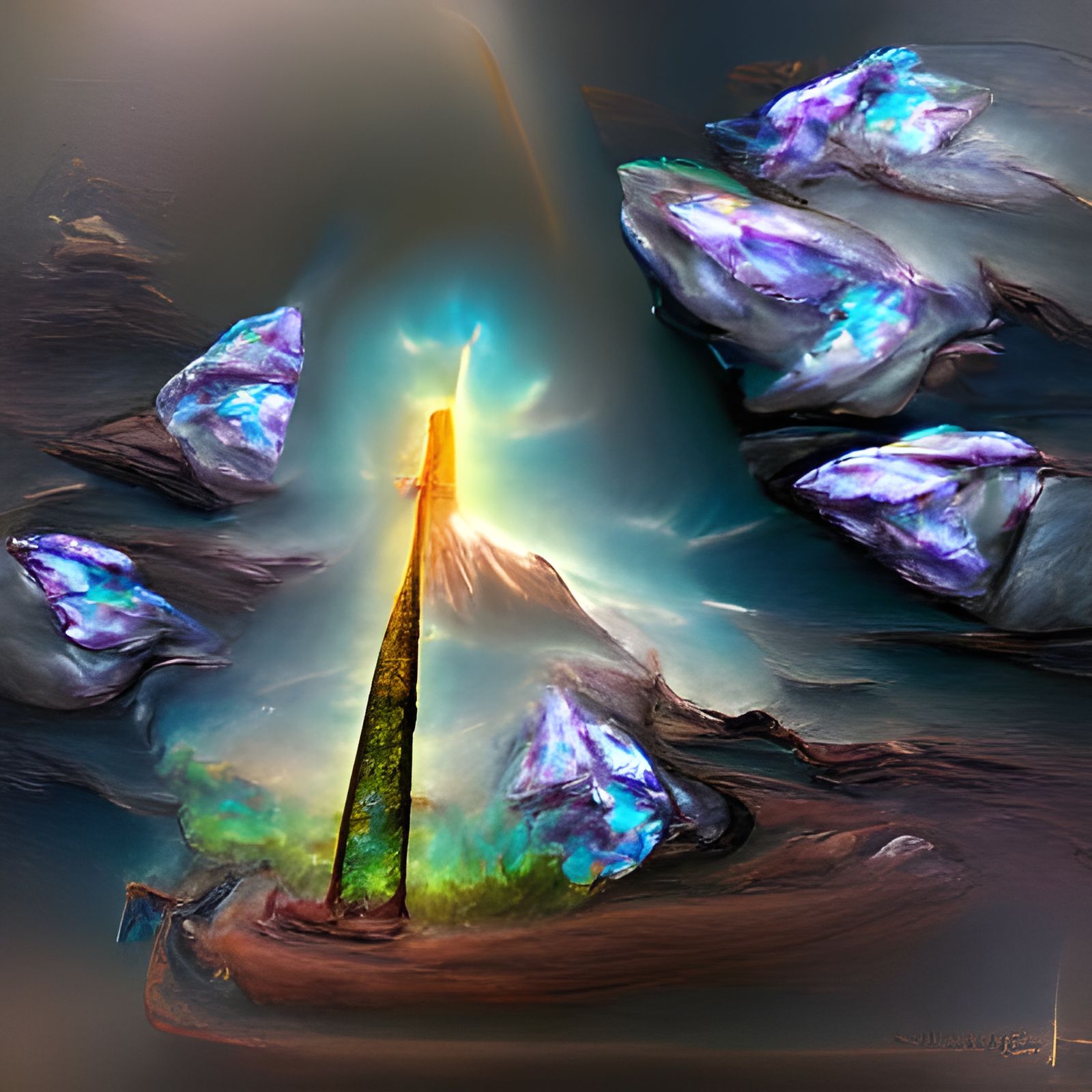 Giant Opal Spire with Iridescent Colors