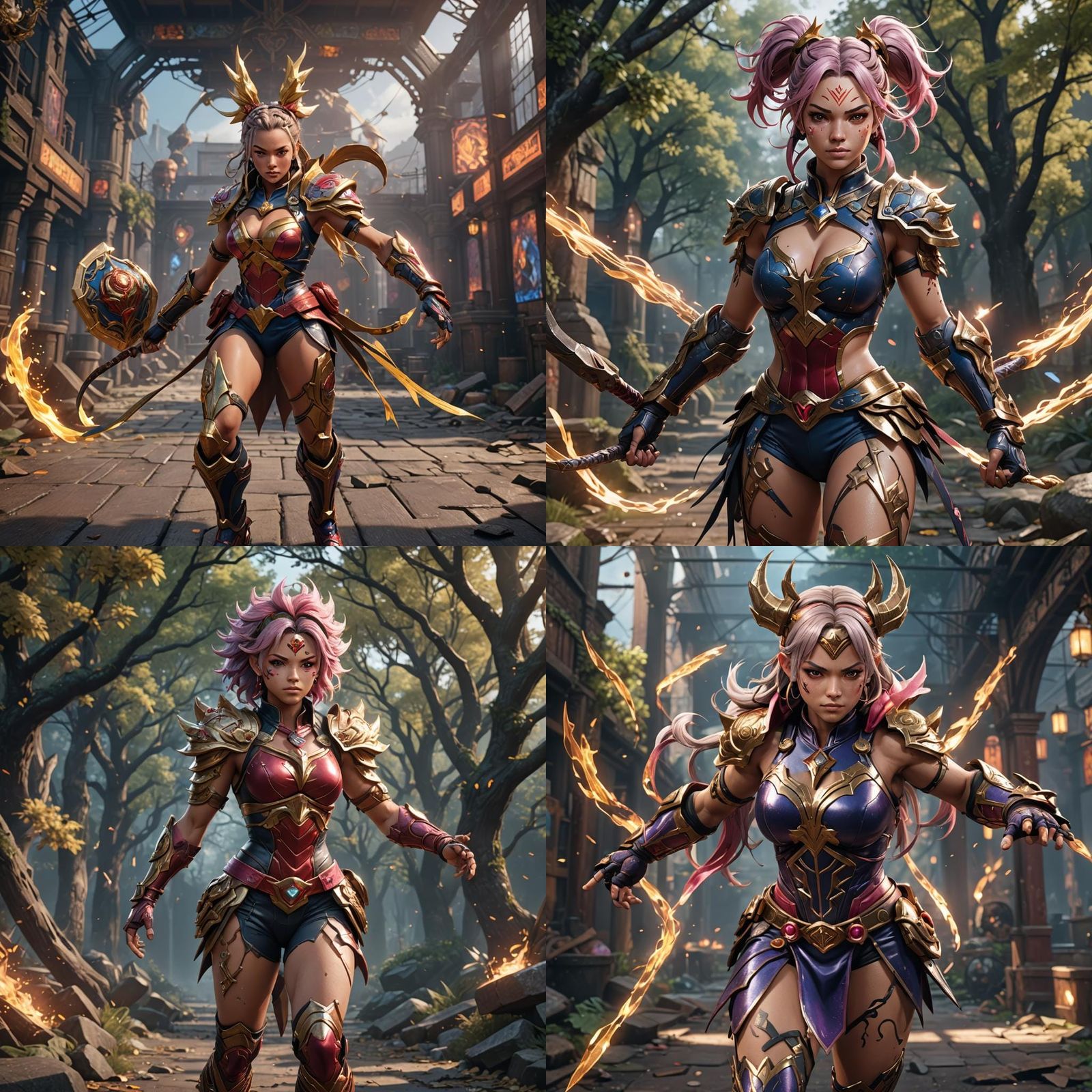 Magical Fighter Girl Pro Wrestler in Detailed Matte Painting