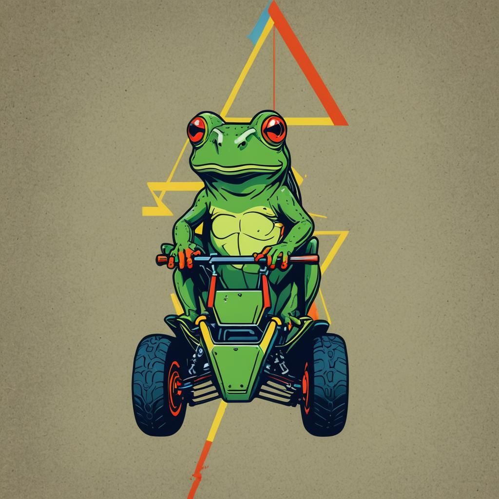 Frog Drives Four-Wheeler: Pop Art Screen Print