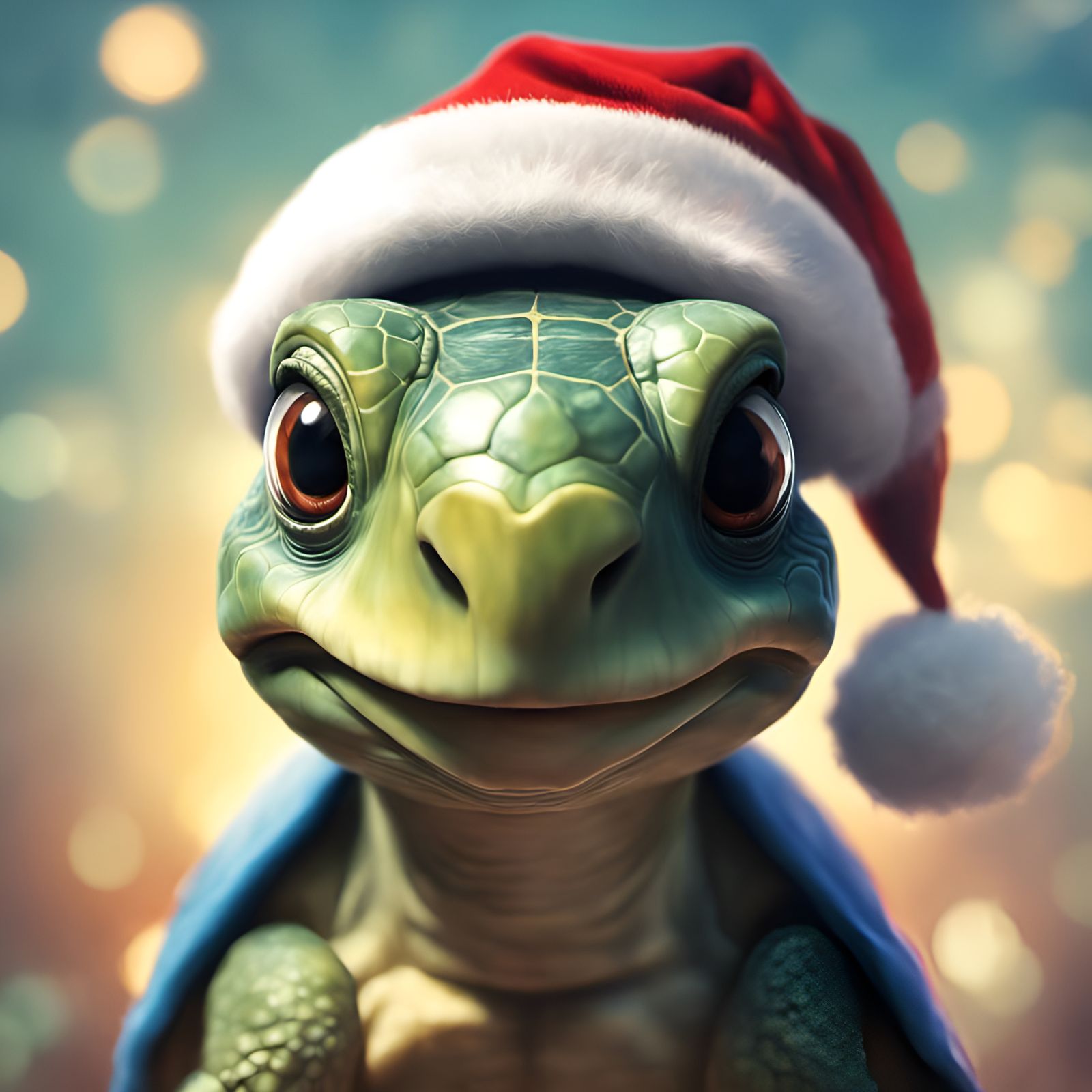 Festive Turtle Portrait in Digital Illustration Style