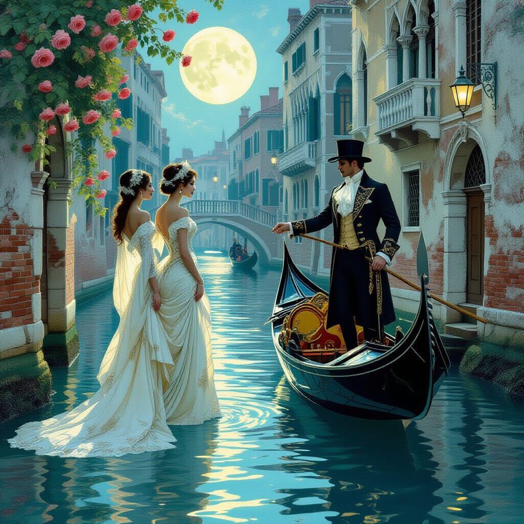 Venetian Masquerade Ball in Art Nouveau Style