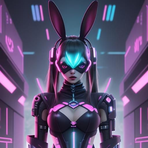 Cyberpunk Bunny with Neon Lights