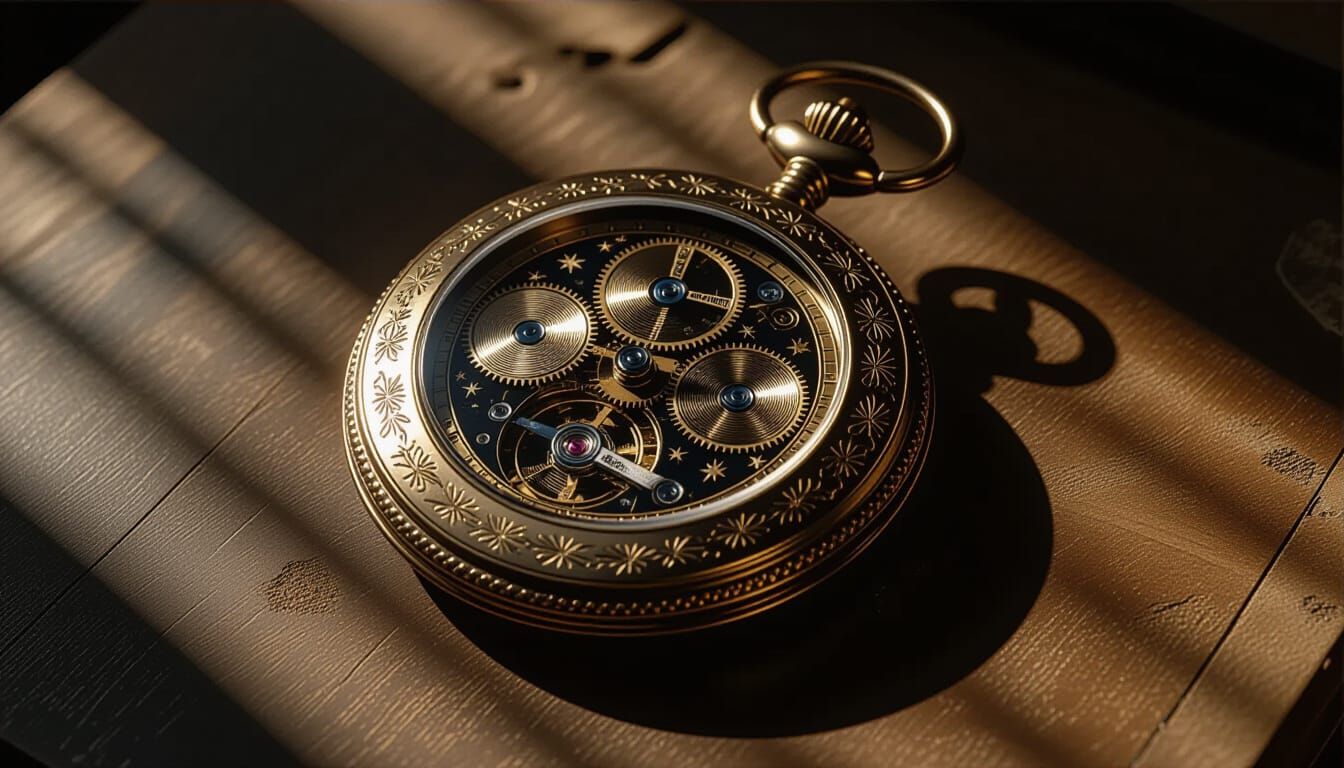 Intricate Celestial Pocket Watch Sticker with Chiaroscuro