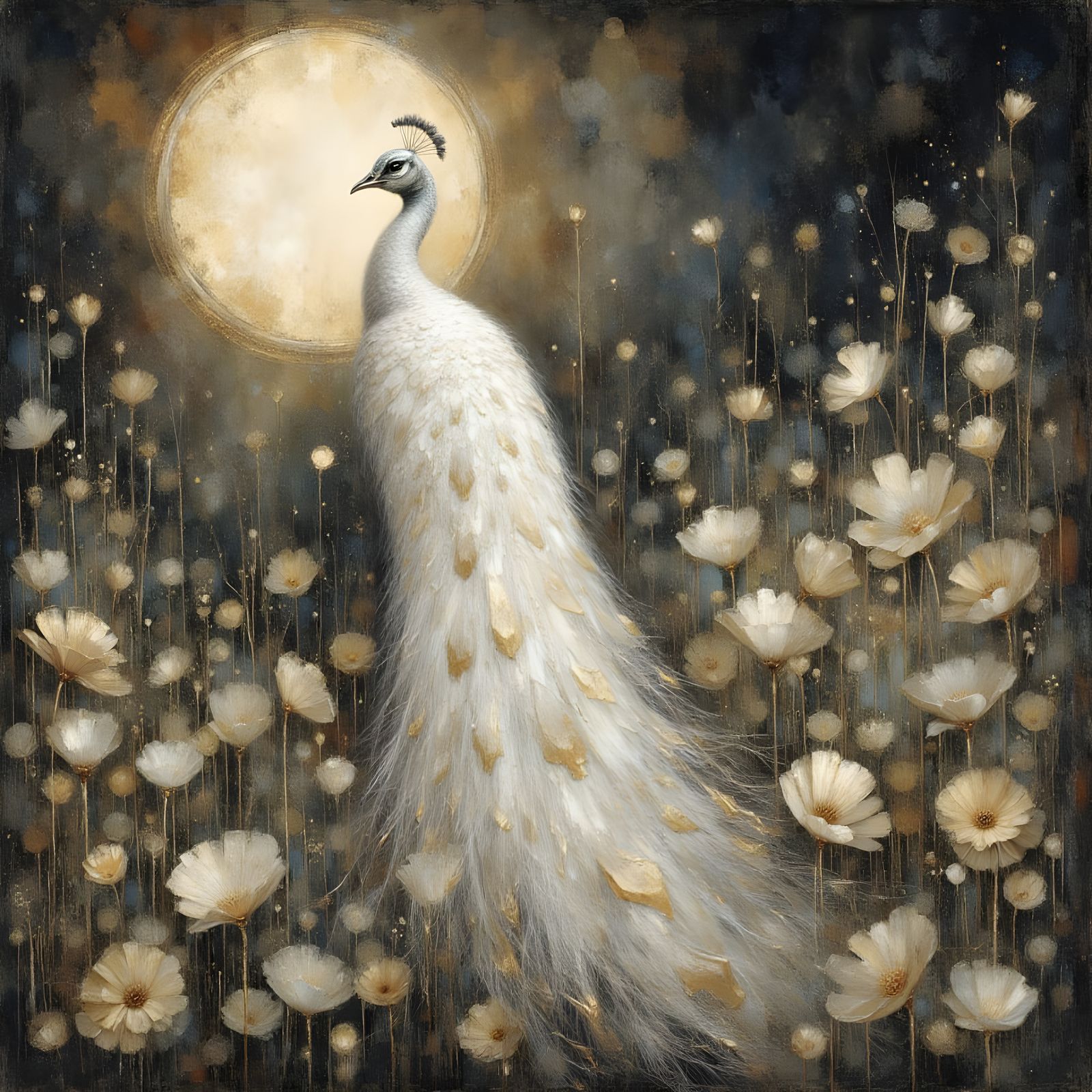 Golden White Peacock Veil