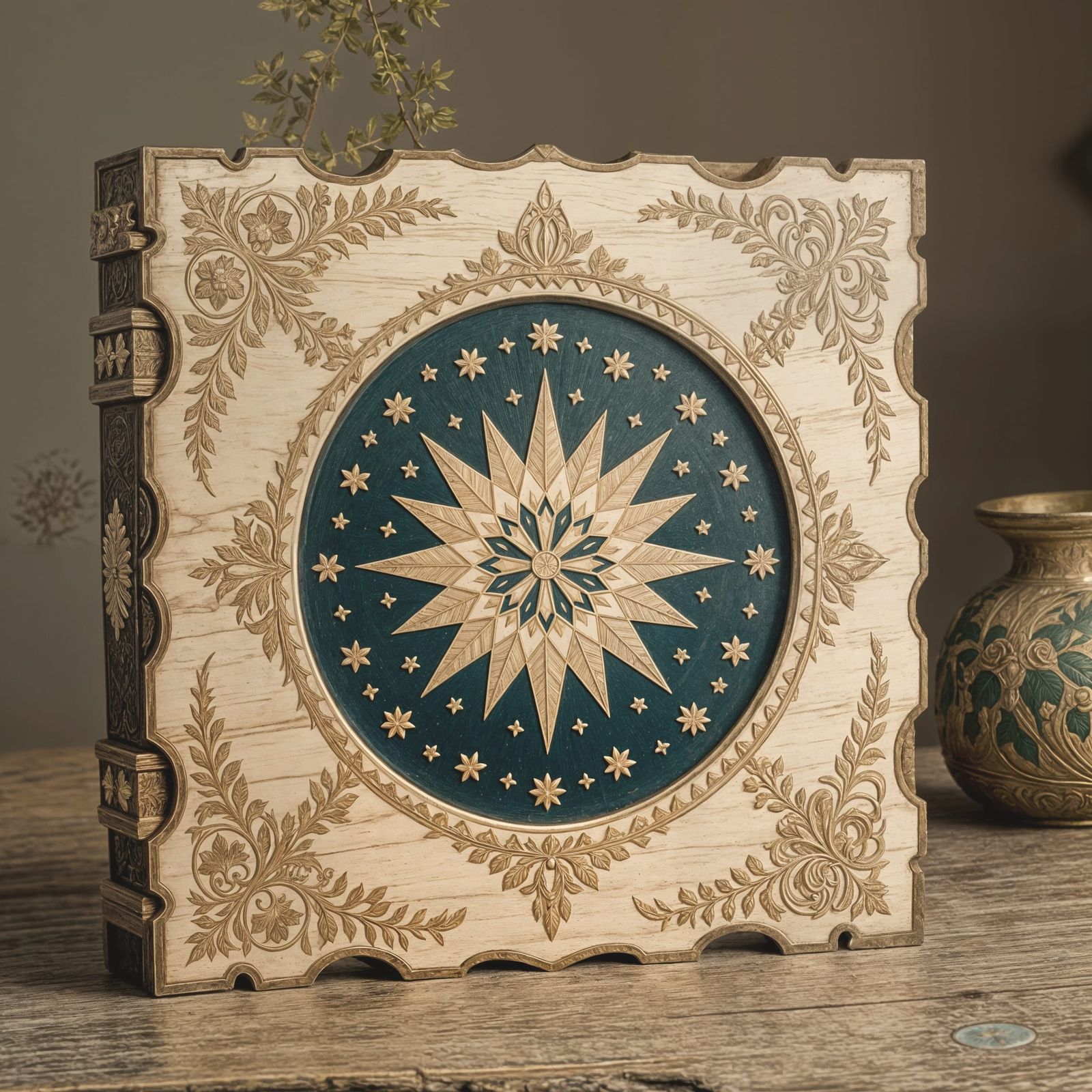 Celestial Love Album Cover Art in Gold and Rose