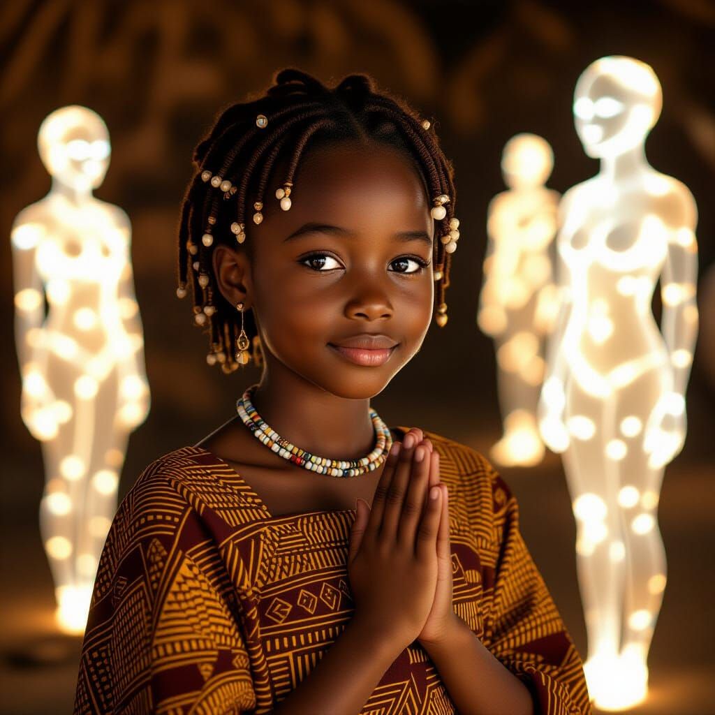 African Girl Meets Radiant Light Beings